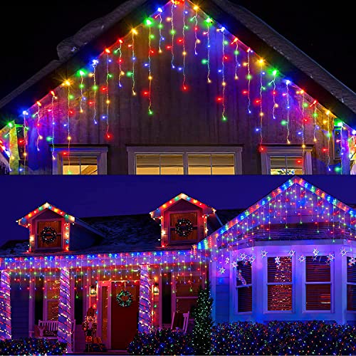 Lichtervorhang Außen 10m 400 LED Lichterkette Außen/Innen IP44 Wasserdicht 8 Modi mit Timer für Innenausstattung Außenbereich Schlafzimmer Hochzeit Weihnachten Party Lichterkettenvorhang Bunt von BELLALICHT