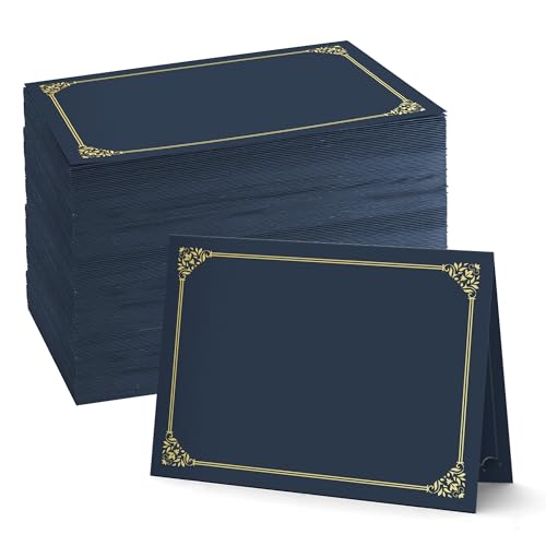 Zeugnishalter, marineblau, Zeugnishüllen, Diplomhalter, Zeugnismappen mit Goldfolienrand für Briefgröße 21,6 x 27,9 cm, Zertifikate, Auszeichnungen, Dokumente, Diplomhülle von BELLE KR