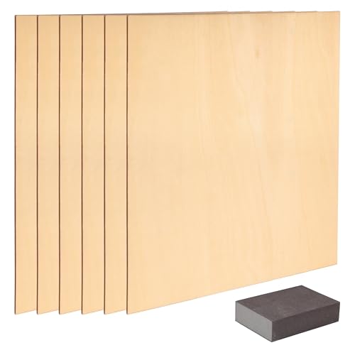 BELLE VOUS 6er Pack Holzplatte 2mm - 30x30cm Holzplatten zum Basteln - 6er Set Bastelholz Sperrholz Holz zum Basteln - 6x Sperrholzplatte - 6 Bretter Holz Zum Bauen von BELLE VOUS