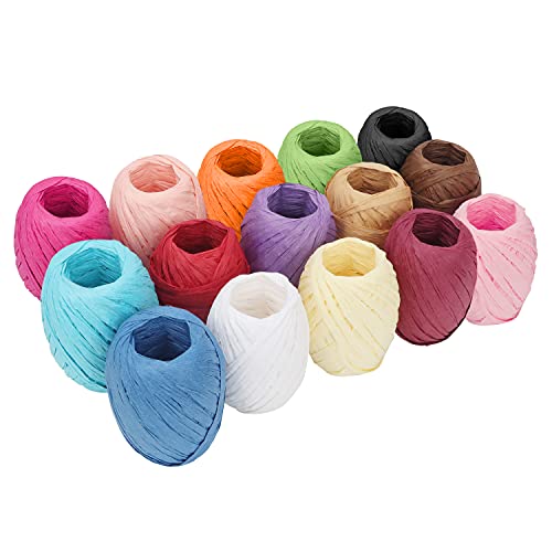 Belle Vous 15er Pack Raffia Papier-Geschenkband Set - 18m pro Rolle - Bunte Bänder in 15 Farben - Bast Band Ideal für Geschenkverpackungen, DIY Dekoration, Blumensträuße, Kunst und Handwerk von BELLE VOUS