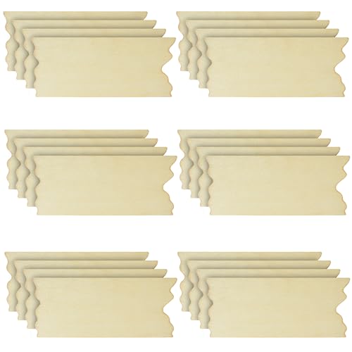 Belle Vous 24er Pack Blanko Holzscheiben - L17,6 x B7,5 cm Rechteckige Unbehandelte Holzschilder/Holzplatten zum Basteln mit Gezacktem Rand - Holzscheiben Deko für DIY, Deko Hochzeit & Brandmalerei von BELLE VOUS