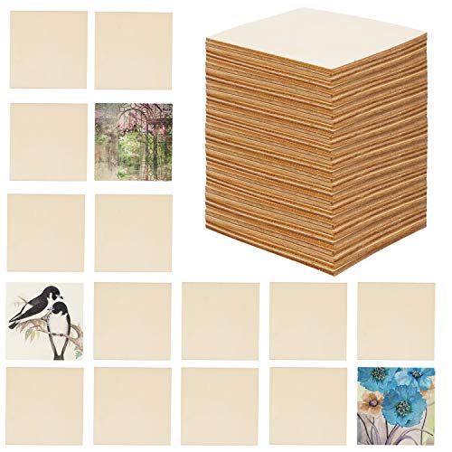 Belle Vous Holzscheiben 10 cm Blanko Quadrat (50 Pack) 10x10 cm Holz Deko 2,5 mm Dicke Holz Platten für DIY Untersetzer, Holz zum Basteln, Holzbrett Deko Malerei, Holz Gravieren Bastelholz Platten von BELLE VOUS