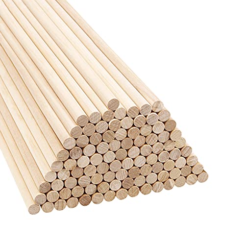 Belle Vous 100 Stück Holzstäbe Rund Natur Rundstab Holz – 18cm Stange Holz Holzdübel Set – Naturholz 9,5mm Holzstäbchen Rund Extra Lang Holzstäbe zum Basteln für DIY-Projekte, Deko Rundstäbe Holz von BELLE VOUS