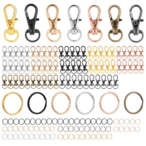 Belle Vous Metall Karabinerhaken & Sprungring Set (140er Pack) - Karabinerhaken für Schlüsselringe, Schlüsselanhänger, Bastelarbeiten & Schmuck - Karabiner Schlüsselanhänger von BELLE VOUS