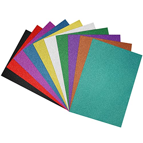 Belle Vous Selbstklebendes Papier Glitzer Basteln (30Stk) - Glitzer Tonkarton A4 Bunt - Buntes Papier zum Basteln Selbstklebend für DIY Bastelprojekte, Partydeko und Scrapbooking von BELLE VOUS