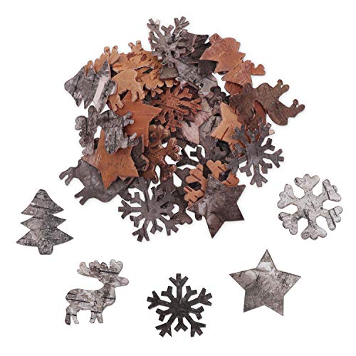 Weihnachten Deko Winter Holz Deko (100 Stk) Streudeko Weihnachten aus Birkenholz Deko WInter Formen - winterliche Schneeflocken, Rentier, Sterne&Weihnachtsbaum - Weihnachtsschmuck, Scrap Booking von BELLE VOUS