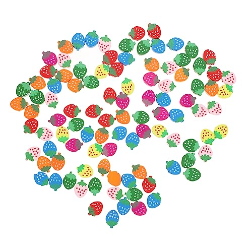 1 Satz 100 Stück Perlen mit flacher Basis Perlen in Erdbeerform Verzierungen zum Basteln Farbperlen mehrfarbige Perlen bastelkasten makramee holzperlen lose Perlen Bambus Colorful BELLIFFY von BELLIFFY