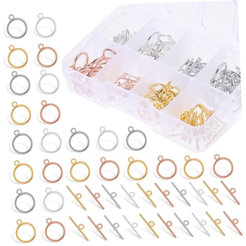 1 Schachtel -Taste runde Verschlüsse Armbandverschlüsse und Verschlüsse Stangenverbinder armbandverschluss verschluss für armbänder Knebelverschlüsse Knebelverbinder Legierung BELLIFFY von BELLIFFY