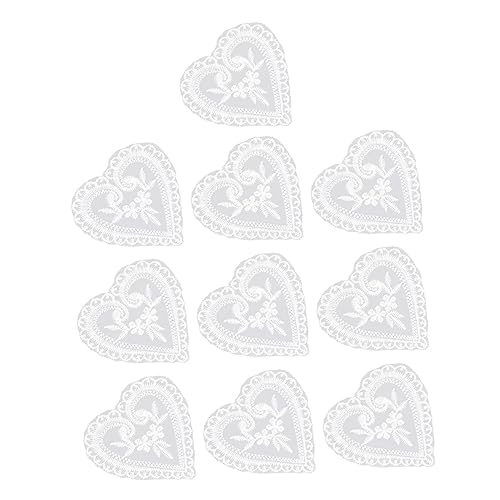 10st Kleidung Liebe Applikationen Zum Aufnähen Patch in Herzform Jacken Gestickter Aufnäher Besticktes Tuch Kleiderflicken Aufnähen Patches Zum Nähen Von Herzen Weiß Organza BELLIFFY von BELLIFFY