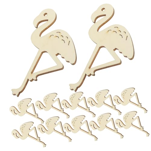 12 Stück Holzausschnitte Flamingo-Tags Aufziehspielzeug aus Blech Flamingo-Charme Flamingo-Verzierung holzfiguren holzdeko Pflanzendekor hölzerne Ornamente holzhandwerk Bambus BELLIFFY von BELLIFFY