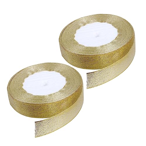 2 Rollen Verpackungsband seidenband ribbon festivalbänder schienbeinschoner tape decor Weihnachtsgeschenkband glänzende Bänder dekorative Bänder dekoratives Band Polyester Golden BELLIFFY von BELLIFFY