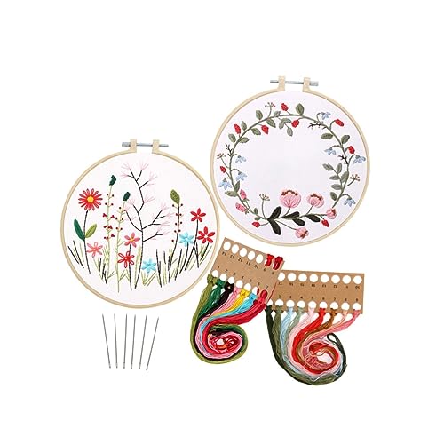 2 Sätze Stickerei-Basis-Kit Stanznadel-Stickerei-Starter-Kit Armband für Paare Stickgarn Blumen-Kit diy kits embroidery kit craft kit Punch-Stickerei-Kit Bastelwerkzeug für Kinder BELLIFFY von BELLIFFY