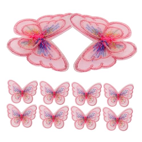 20St Double-Layer-Schmetterlingsstoff-Patch Cartoon-Kleidungsflecken Schmetterlinge Flicken nähen DIY-Kleiderflicken dekorative Fellflecken zarte Kleiderflicken Polyester Rosa BELLIFFY von BELLIFFY