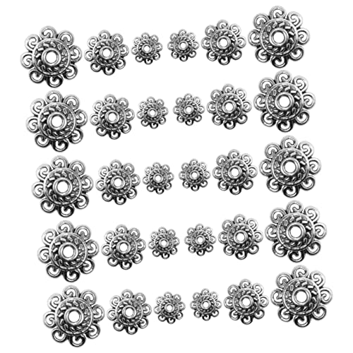 300st Zubehör Für Schmuckbehälter Blumen-abstandskappen Endkappen Zur Schmuckherstellung Perlenkappen Zur Schmuckherstellung Perlenkappen Zum Selber Basteln Legierung Silver BELLIFFY von BELLIFFY