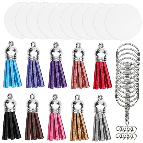 38 Sätze Schlüsselanhänger klappcreolen dekoanhänger schlüsselkette anahtarlık Kleidungsdekoration schlüsselhalsband klare runde Ornamente Bulk-Schlüsselringe DIY-Kits Metall BELLIFFY von BELLIFFY