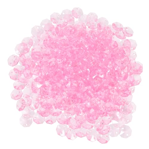 BELLIFFY 1 Achteckige Perlen runde Abstandsperlen Perlenzubehör Perlenarmbänder Kreisperlen beads for bracelets Spacer beads Schmuckherstellung aus Perlen handgefertigte Acrylperlen Rosa von BELLIFFY