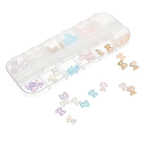 BELLIFFY 1 Box Nagelkunst Zubehör Mädchen Zubehör DIY Maniküre Zubehör Schmuckzubehör Mädchen Maniküre Dekore Exquisite Nageldekore Schleife Nagelnieten Nagelperlen Ornament von BELLIFFY