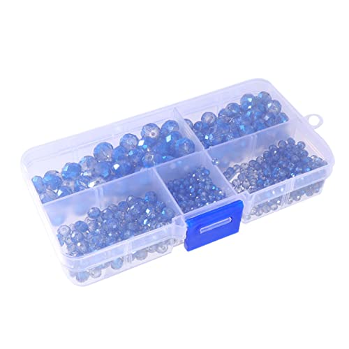 BELLIFFY 1 Karton 710 Stück Armband Kristallperlen bastelzeug handwerkskunst Perlenbox Zubehör zur Schmuckherstellung Armbänder Perlen Glasperlen für Schmuck glasperlen selber machen Blue von BELLIFFY