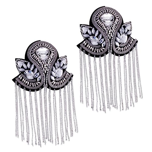 BELLIFFY 1 Paar Fransen Epaulette Accessoires für Damen trendige Accessoires Vintage Quastenschultern Silberne Brosche epauletten Schulterabzeichen Schulterbrett Quaste Schultermarke Silver von BELLIFFY