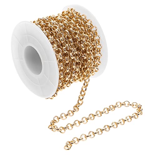 BELLIFFY 1 Rolle Aluminiumkette DIY Schmuckzubehör Halskette Gliederkette anhänger DIY kette Kleidungsstück Zubehör Handschmuck bag chain bastelbedarf Bastelkette DIY-Bastelzubehör Golden von BELLIFFY