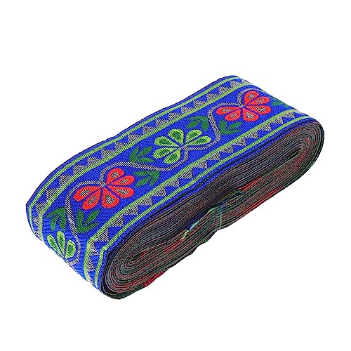 BELLIFFY 1 Rolle Ethnische Spitze Kleiderstoff Band Mit Hochzeitsapplikationen Besticktes Band Schleifenband Selber Machen Polyesterband Stoffband Band Schneiden Jacquard Blue Polyestergarn von BELLIFFY