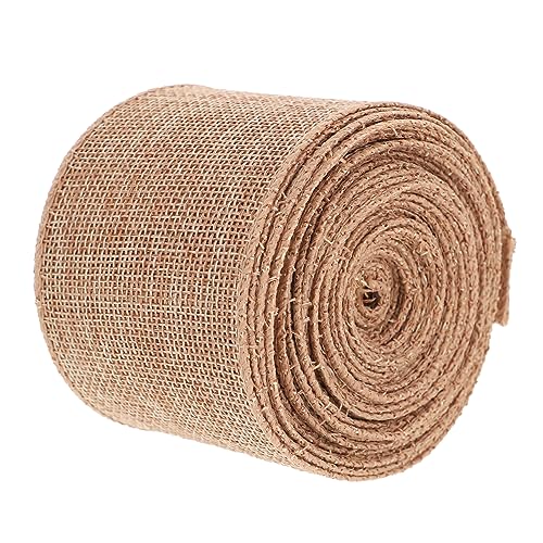 BELLIFFY 1 Rolle Gurtbandimitat Aus Leinen Dickes Cremefarbenes Band Strasssteine Spitzenband Jutestoff Chiffon Rot Sackleinenband Juteband Gemustertes Band Kräuseln Schleife Polyester von BELLIFFY