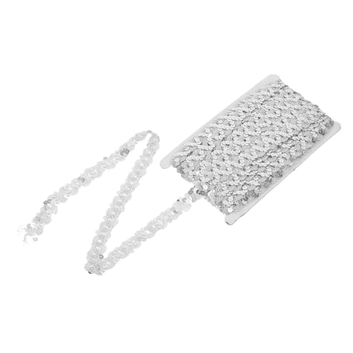 BELLIFFY 1 Rolle Kleidungsstück Nähen Trimmen Spitzenapplikation Spitze Zum Nähen Applikationen Für Kleidung Bastelt Elastische Pailletten Paillettenstreifenbesatz Goldrand Polyester Silver von BELLIFFY