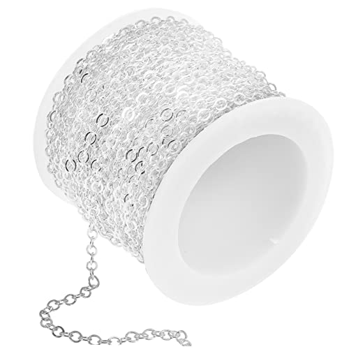 BELLIFFY 1 Rolle Kreuzkette Schmuck Kette Für Heimwerker Handwerk Kette Bulk-halsketten Kettenverlängerung Selber Machen Gliederketten Selber Machen Handwerkliche Gliederkette Silver Kupfer von BELLIFFY