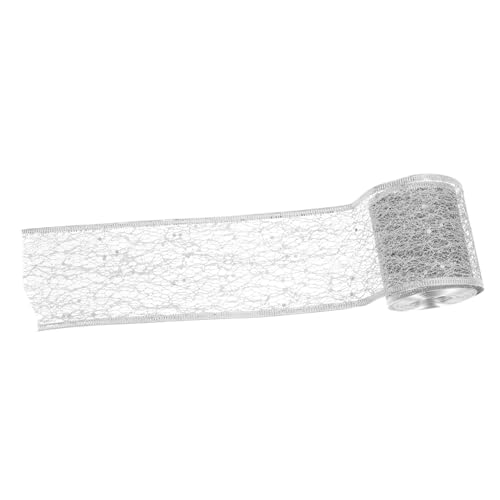 BELLIFFY 1 Rolle Mesh-dekorationsband Haarschleifen Bastelband Machen Geschenkbänder Für Netzband Behandeln Tasche Fliege Geschenkverpackungsbänder Diy-kranz Silver Polyester von BELLIFFY