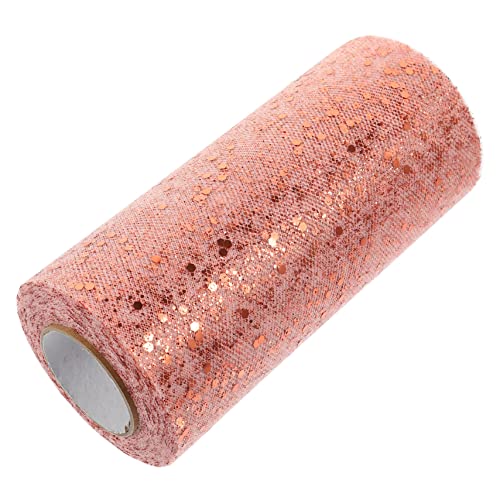 BELLIFFY 1 Rolle Pulvernetz Rollgarn pailletten sequin bouquet blumendeko cake glitzernde Organza- basteln verpackungsband Party-Tüll-Stoff Tüllstoff Polyester Rose Gold von BELLIFFY