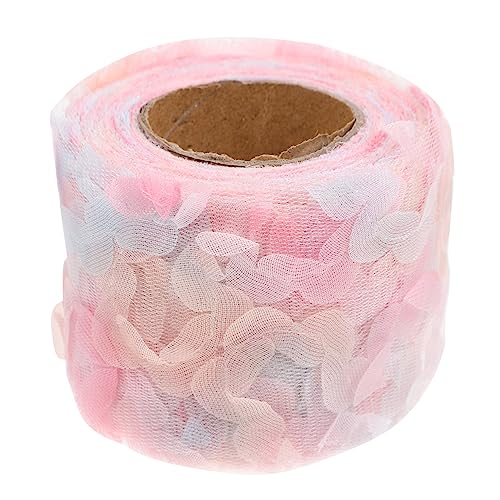 BELLIFFY 1 Rolle Rosen aus Chiffongarn Rosendekor Bastelspitzenband Kopfbedeckungsstoff Handwerk seidenband bandfeile geschenkband Chiffon-Kleidungsdekor praktische Spitze Polyester Rosa von BELLIFFY