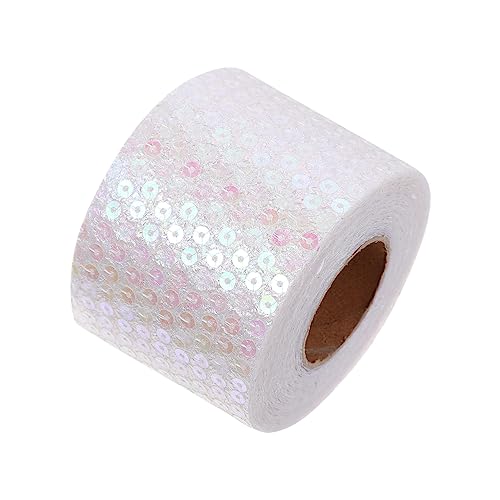 BELLIFFY 1 Rolle Schleife Diamantband Kleiderband Wickelband Hochzeitspapier Diy-gurtband Spitzenband Paillettenband Dekorationen Für Hochzeitszeremonien Kinderschmuck Kunst Polyester Weiß von BELLIFFY