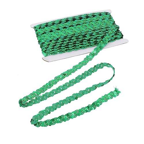 BELLIFFY 1 Rolle Spitze nähen hochzeitsdeko hochzeitsdeco party dekoration wohnungsdeko geburstagsdeko Golddekor Abziehbilder Goldrand Paillettenband für DIY Paillettenborte Polyester Green von BELLIFFY