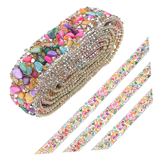 BELLIFFY 1 Rolle kies strass streifen Tasse Klebstoff Quaste Perlen Kette strasssteine basteln Strassband kleider hochzeitsdeko exquisiter Kostümbesatz dekorativer Kleidungsbesatz Colorful von BELLIFFY