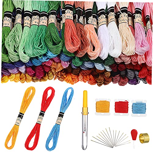 BELLIFFY 1 Satz DIY Stickerei Handarbeiten Freundschaftsarmband-Kits Nähgarn Nadel Nähzeug Armbänder-Kit Kreuzstichfaden mit Nadeln Stickgarn-Kit Flickzeug kleine Nähfäden Nadel Eisen von BELLIFFY