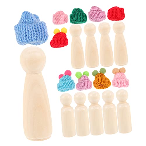 BELLIFFY 1 Satz Dekorative Puppe Leere Puppen Steckpuppen Unvollendet Steckpuppen Mit Hüten Unvollendete Leute-pflock Kinder Spielset Kinderspielzeug Kinder Leute Pfeifen Hölzern von BELLIFFY