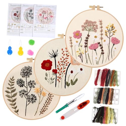 BELLIFFY 1 Satz Handstickerei-Kit embroidery thread stickgarne Bausatz Handstickset Kreuzstichpackungen Stickset für Anfänger Stickmaterial Stickerei-DIY-Kit Stickwerkzeugsatz Stoff von BELLIFFY