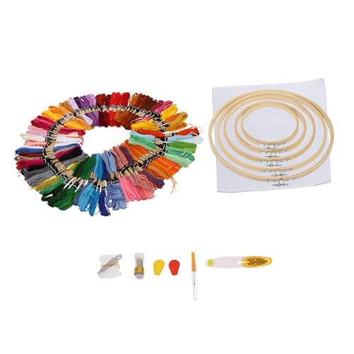 BELLIFFY 1 Satz Handstickstoff embroidery set stickerset DIY-Stickerei-Kit embroidery thread sticknadel bunte Fäden Aufdrehwerkzeug DIY-Stickkunst-Handwerkswerkzeuge Stickmaterial Holz usw. von BELLIFFY