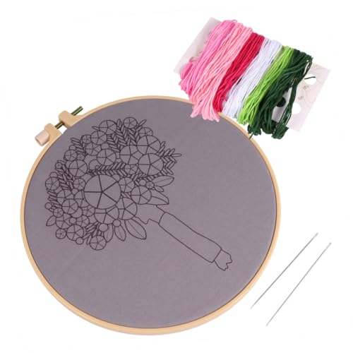 BELLIFFY 1 Satz Handwerkszeug für den Haushalt Blumenkreuz-Kit Nadelstickerei-Kit Sticktuch Stoff kreuzen embroidery kit embroidery thread Blumenstickset für Anfänger DIY-Stickset Rosa von BELLIFFY