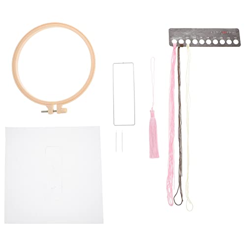 BELLIFFY 1 Satz Lesezeichen Handstickerei Stickset Für Erwachsene Stickwerkzeuge Kreuzstich-set Lesezeichen Kreuzstich-materialien Doppelseitiges Stickmaterial Cross-kit Organza Rosa von BELLIFFY