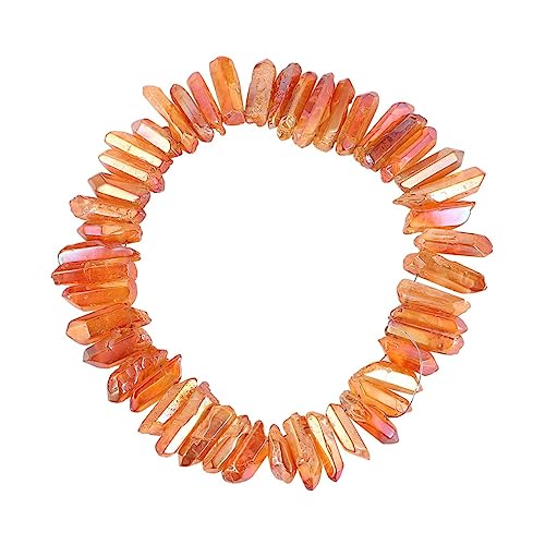 BELLIFFY 1 Satz Natürliche Kristallsäulenschnur Edelsteine orangefarbener Quarz set selbermachen personalisiert kopfschmuck versorgung zartes DIY-Schmuckmaterial von BELLIFFY