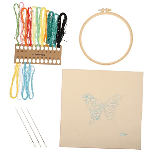 BELLIFFY 1 Satz Schmetterling Kreuzstich DIY-Stickset Stickgarn-Kit Kreuzstich-Starter-Kit Stickrahmen wandverkleidung wand polsterung Kreuzstich- professionelles Nähset Polyester von BELLIFFY