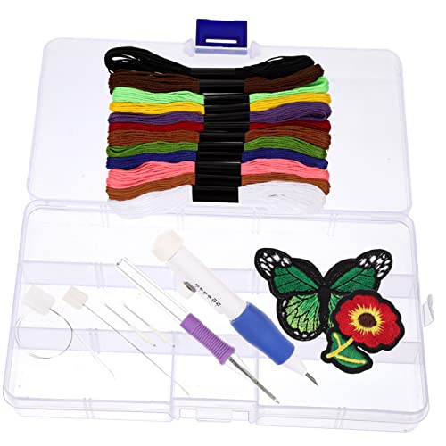 BELLIFFY Stickzubehör 1 Set Punch Needle Stickset für Jungen und Mädchen Kreative Schmetterlingsmuster von BELLIFFY