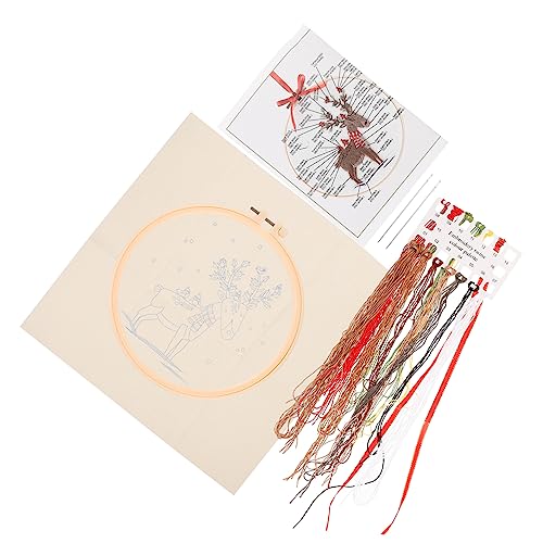 BELLIFFY 1 Satz Weihnachtskreuzstich Dekoration Für Weihnachtsfeiern Starter-kit Für Handstickerei Stanznadel-starter-kit Stickerei-malset Weihnachts-stickkreuz-starter-kit Baumwollkleidung von BELLIFFY