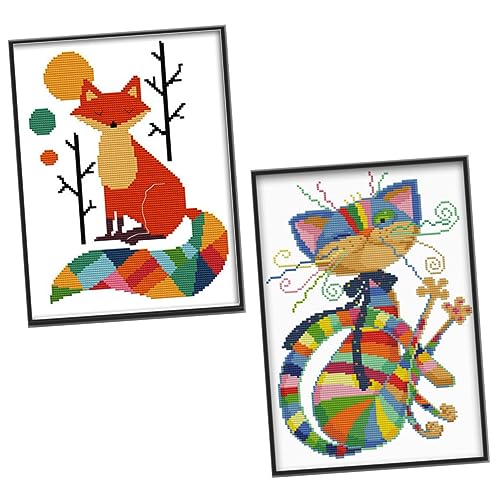 BELLIFFY 1 Satz fuchs DIY stickerei Kreuzstich-DIY-Kit Nähprodukte für Stickmaterial Stickset fuchs Stickpackungen für den Haushalt dekoratives Kreuzstichset Polyester von BELLIFFY