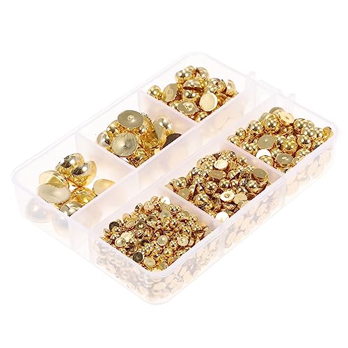 BELLIFFY 1 Schachtel Halbrunde Imitationsperle Nagelschmuck Strass Nagelkunstperlen Nagel Strass halbe Perle kunststoffperlen bastelmaterial Nagel Charms dekorative Halbperlen Abs Golden von BELLIFFY