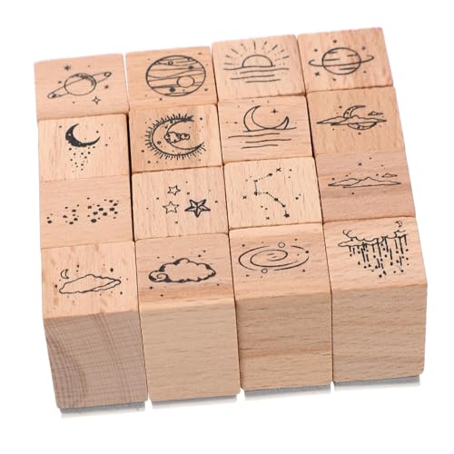 BELLIFFY 1 Schachtel Stempelset aus Holz Vintage Sammelalben Scrapbooking-Stempel für Kinder Fotoalbum tags geschenketiketten holzstempel selber machen literarische Musterstempel Gummi von BELLIFFY