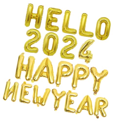 BELLIFFY 1 Set 2024 Neujahr Ballons Folienballons Dekorative Party Deko Für Silvester Feier Happy New Year Und HELLO 2024 Ballons Für Festliche Anlässe von BELLIFFY