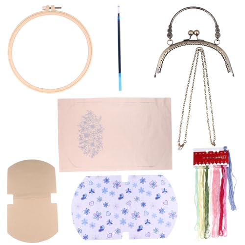 BELLIFFY 1 Set DIY Materialset Stickset Für Anfänger Bastelset Für Geldbörsen Handstickset Tasche Kreuzstichset Handgefertigte Umhängetaschen Kreuzstich Stempelsets Stoff Beige von BELLIFFY