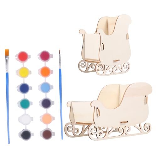 BELLIFFY 1 Set Handbemalte Schlitten Tischspielzeug Mini Schlitten Für Kleinkinder DIY Ornament Mini Kunst Gekritzel Kleinkind Schlitten Montagespielzeug Tischplatte von BELLIFFY